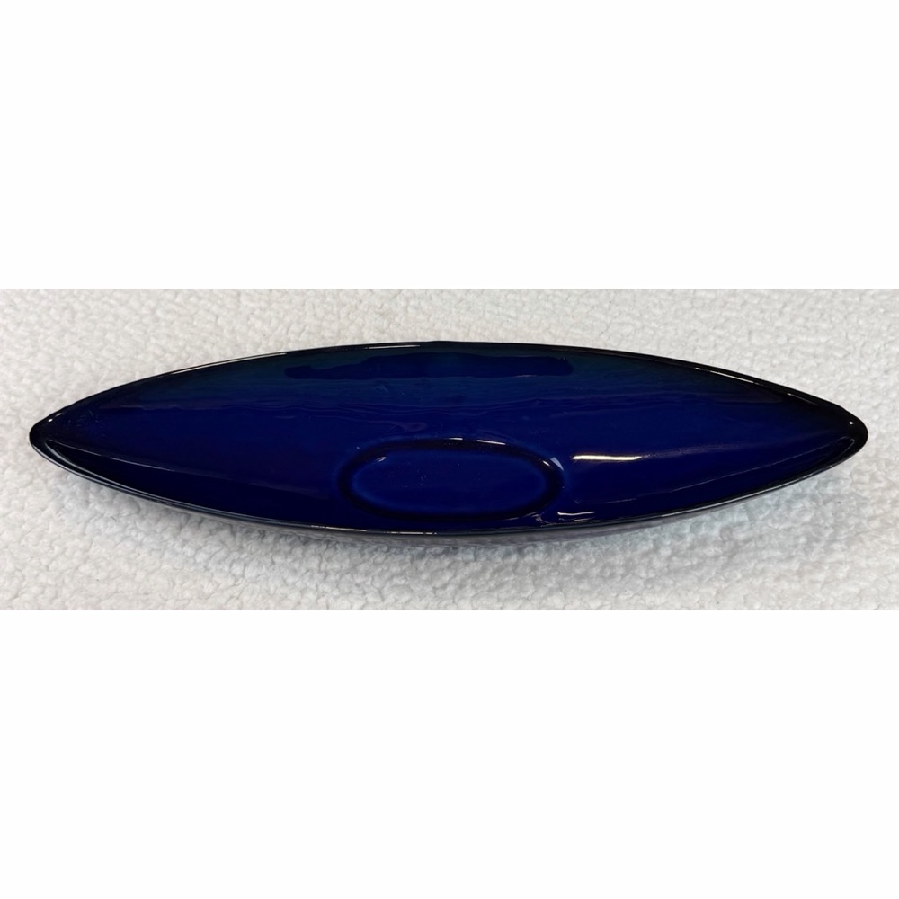 Elegant Cobalt Blue Boat-Shape Decorative Bowl - Picture 3 of 11